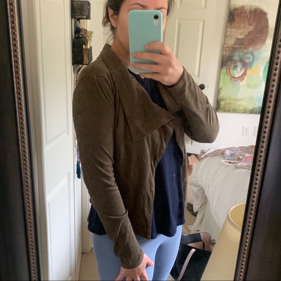 Olive Green Suede Jacket - Picture 1 of 3